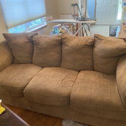 Brown microfiber couch