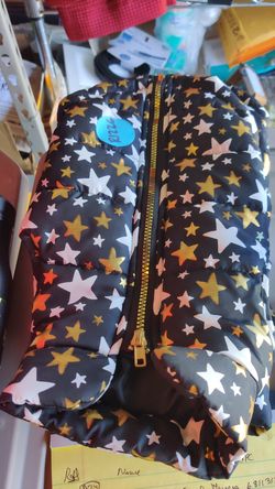 Vibrant Life Black Star Print Dog Bomber Jacket, Small