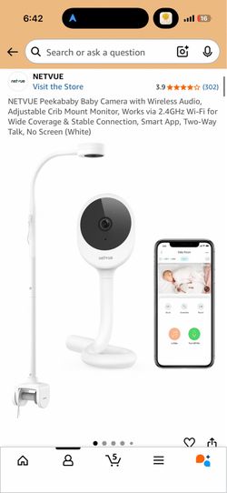 NETVUE Peekababy Baby Monitor Camera with Crib Mount