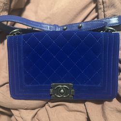 Chanel blue Velvet Bag Medium Size