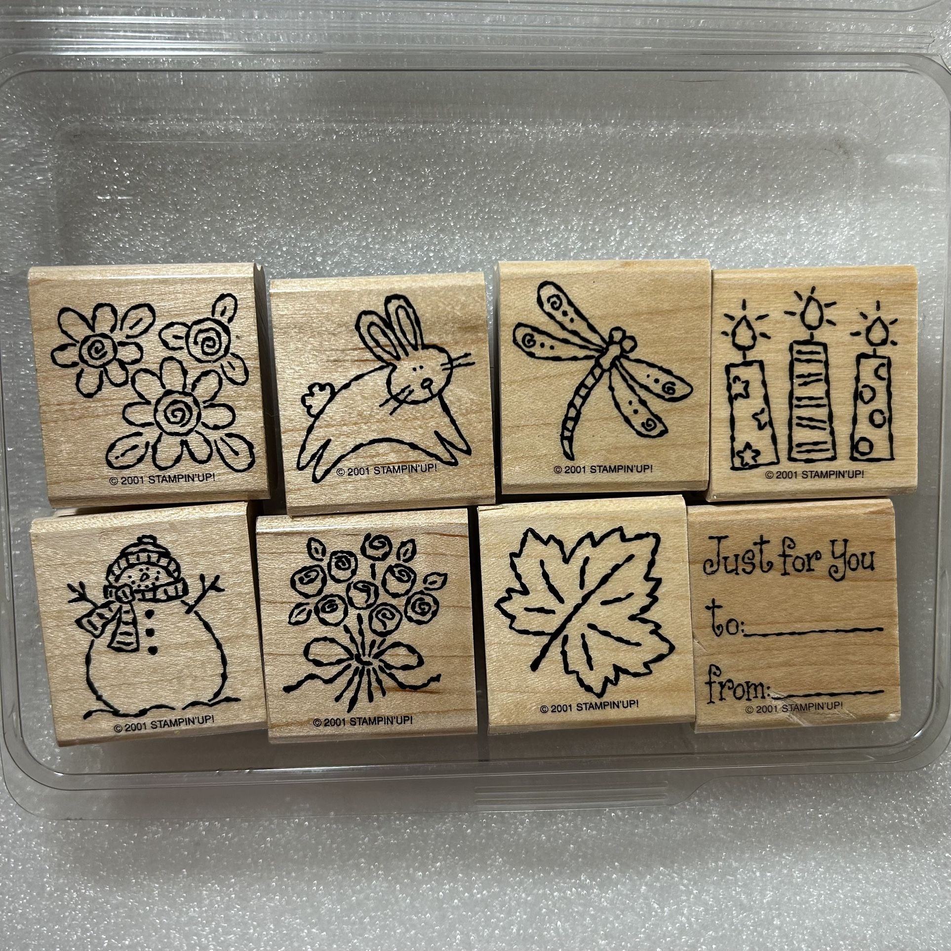 STAMPIN UP! • “Tags & More” Wood Mounted Rubber Stamp Set (8pcs)
