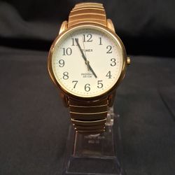 Timex Stretchy  Easy Reader, Men's, Gold Expansion adjustable Band, Indiglo, Date