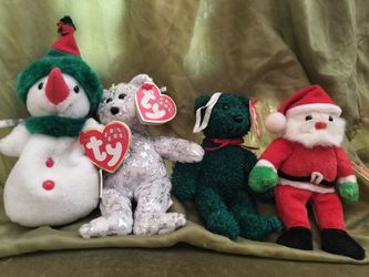 3 Mint Jingle Beanie Babies Holiday Ornament Toys 1 Creased