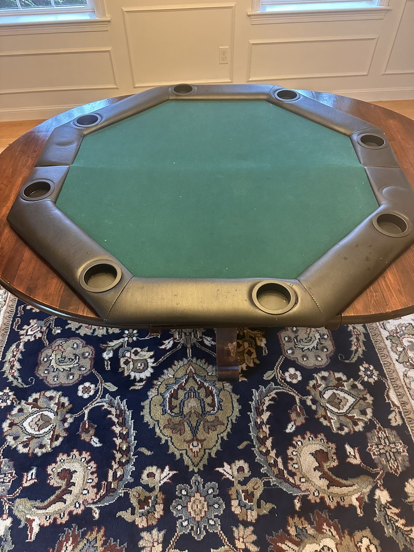 Soozier 48" 8 Person Octagon Foldable Poker Table Cover with Padded Rails and Cup Holders