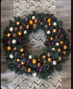 Artificial Christmas Wreath with Ornaments