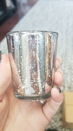 Silver mercury glass votive holder set of 6