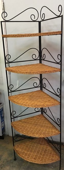 Corner shelves, wrought iron frame work
