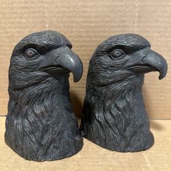 Vintage Heavy Eagle Head Bookends set of 2 Americana