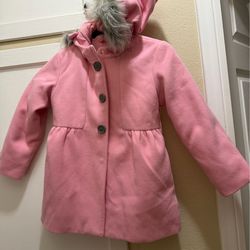 Pink Hooded Fur Coat Size 5T Cat & Jack Toddler Girl