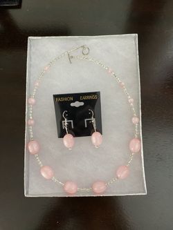 Pink costume necklace and earrings set