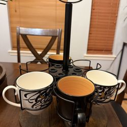 6 cups tea stand holder with handle .
