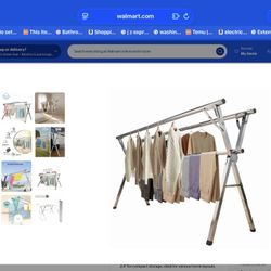 79 inches Clothes Drying Rack, Adjustable & Foldable Laundry Drying Rack for Outdoor Indoor, Stainless Steel Garment Rack with 20pcs Windproof Hooks, 