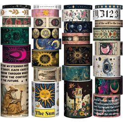 29 Rolls Washi Tape Set - Tarot Theme Decorative Masking Tape Colored Patterns, Vintage Adhesive Artists Tapes for Journaling Supplies, Diy Crafts, Sc