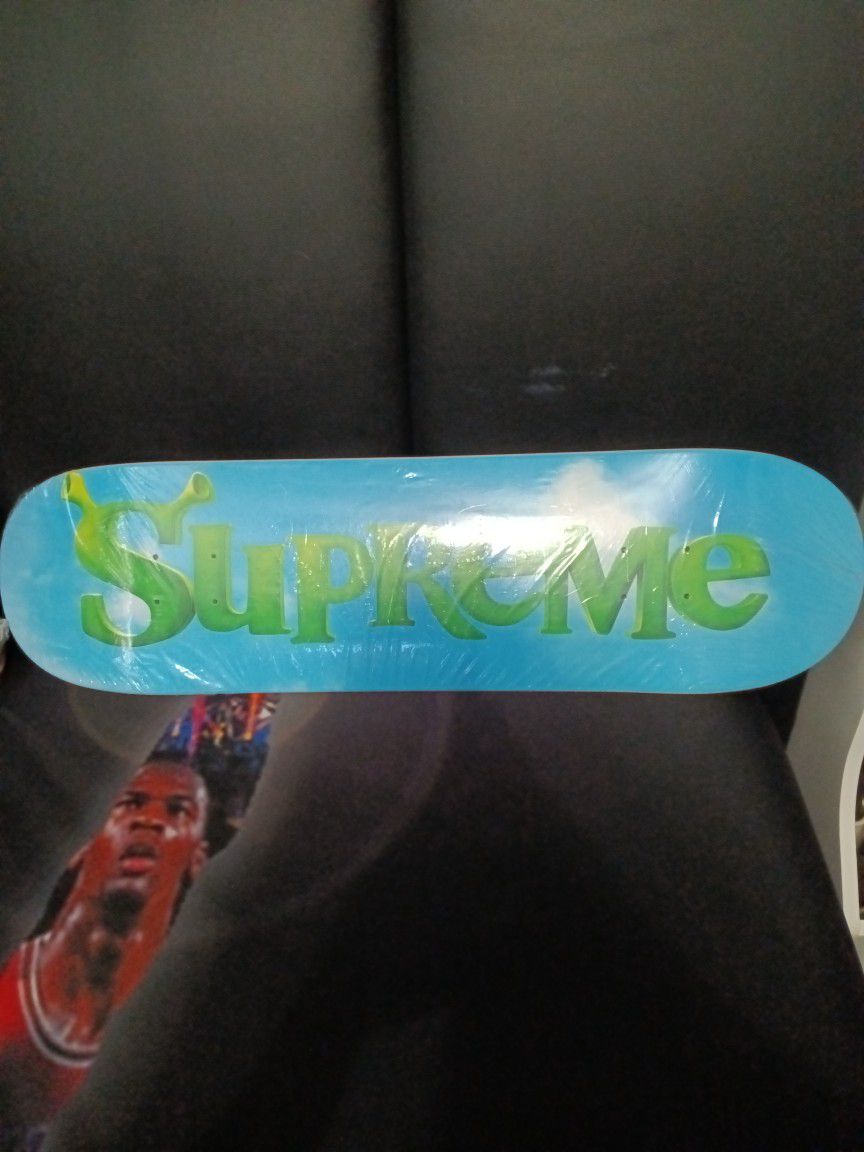 Supreme x  Shrek skateboard deck sky blue
