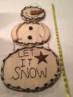 Wooden and Tin Hanging Snowman-reduced