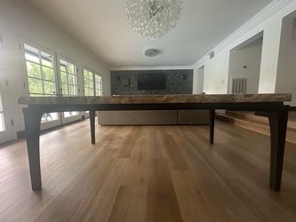 Large Stone Top Coffee Table Dark Wood Base