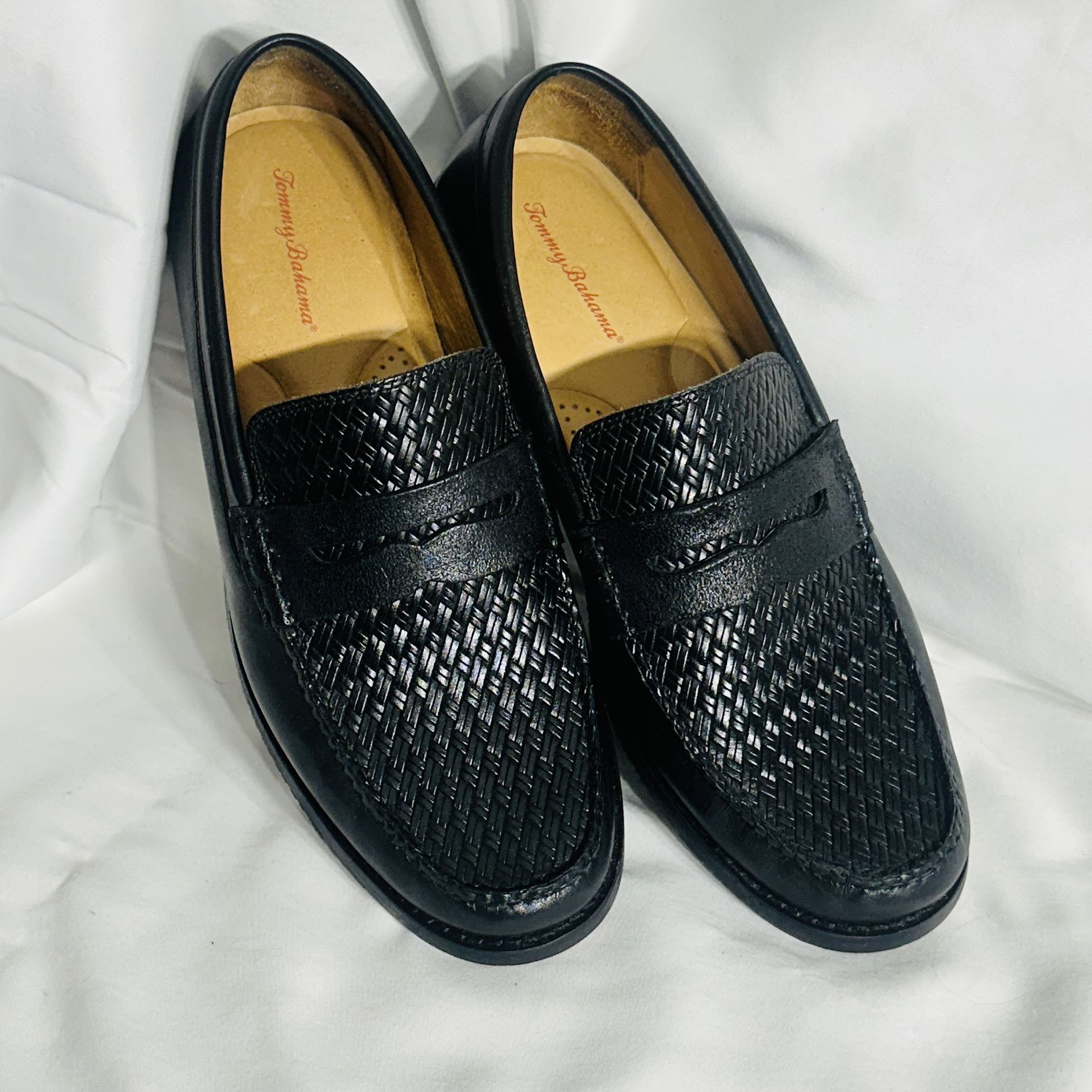 Men’s Tommy Bahama Black Leather Slip-On Filbert Penny Loafers 11M