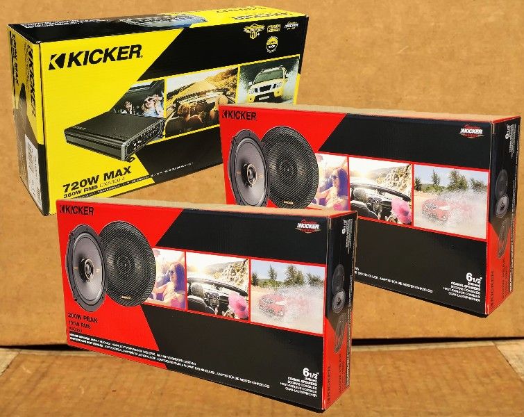 Kicker CX Series 4 Channel Amplifier KS Series 6 1/2" 2-Way Coaxial Speaker System 400 Watts Package 🚨 Payment Options Available 🚨 No Credit Needed