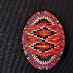 Fully Beaded Oval Native American Belt Buckle 