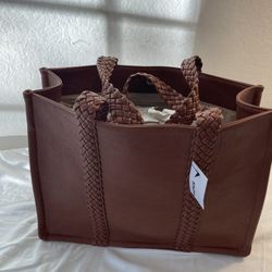 Brown Braided Tote Bag