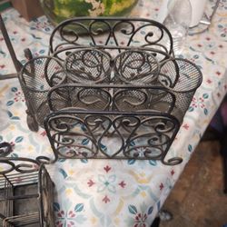 4th July. Picnic, Iron Plate, Napkins, Silverware Holder Recipe Book Holder Or Sign Holder, Magazine Rack, Another Silverware Holder, And A fruit Blac