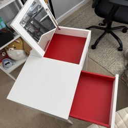 Small White Make Up Desk w/ Built In Mirror