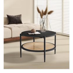 Round Rattan Coffee Table 