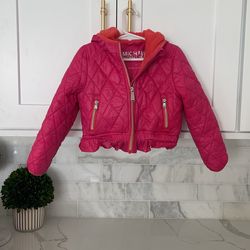 3T/2T Michael Kors Pink Puffer Hooded Jacket