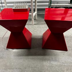 Matching Pair High Gloss, Red Decorative End Table