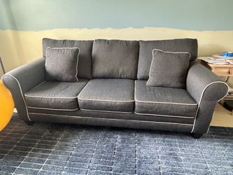 Denim blue couch with queen sofa bed