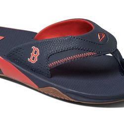 NWT Reef x MLB Men's Boston Red Sox Fanning Thong Flip Flops Sandals - Navy - 10