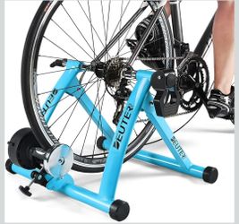 Bike Trainer, Magnetic Bicycle Stationary Stand for Indoor Exercise Riding, 26-29" & 700C Wheels, Quick Release Skewer & Front Wheel Riser Block Inclu