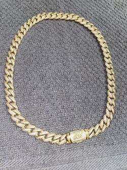 Iced Out Gold Cuban Link Chain Necklace