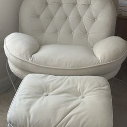 Baeddan Velvet Swivel Accent Chair with Footstool