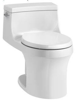 KOHLER K-4007-0 San Souci One-Piece Round-Front Toilet with Left-Hand Trip Lever, Includes Reveal Quiet-Close Toilet Seat, 1.28 GPF, White