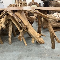 59” Rustic Teak Entry Table Console 32” Height 