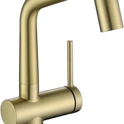 Champagne Bronze Bar Faucet or Prep Kitchen Sink Faucet with Pull Down Sprayer and Single Handle