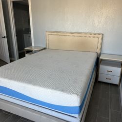 Queen Mattress & bed Frame With Night Side 