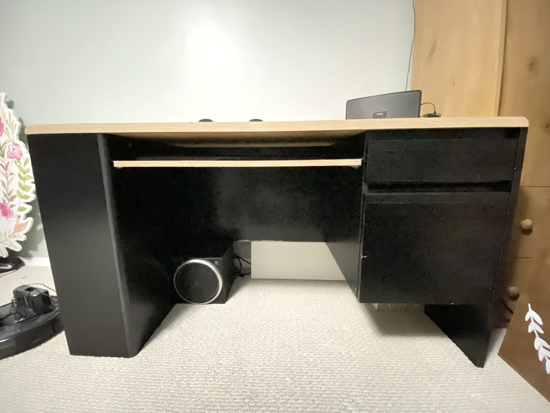 Used Desk in Good Condition with drawer and keyboard tray 53in x 26 in x 29 in