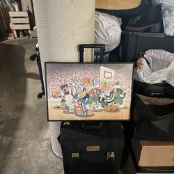 Vintage looney toons basketball framed poster