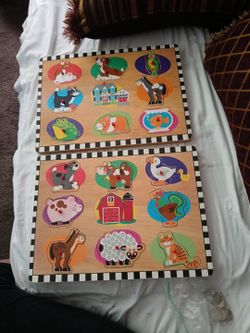 2 wood Puzzle with sound and toys
