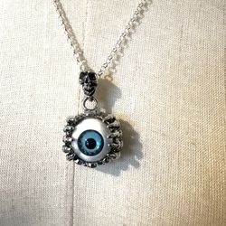 Unisex Skeleton Eyeball Pendant Necklace 