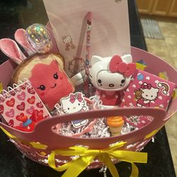 Hello Kitty Gift Basket Of Trinkets