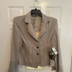 Jane Ashley Casual Lifestyle Woman's Button-up Blouse Tan Size XL Vintage