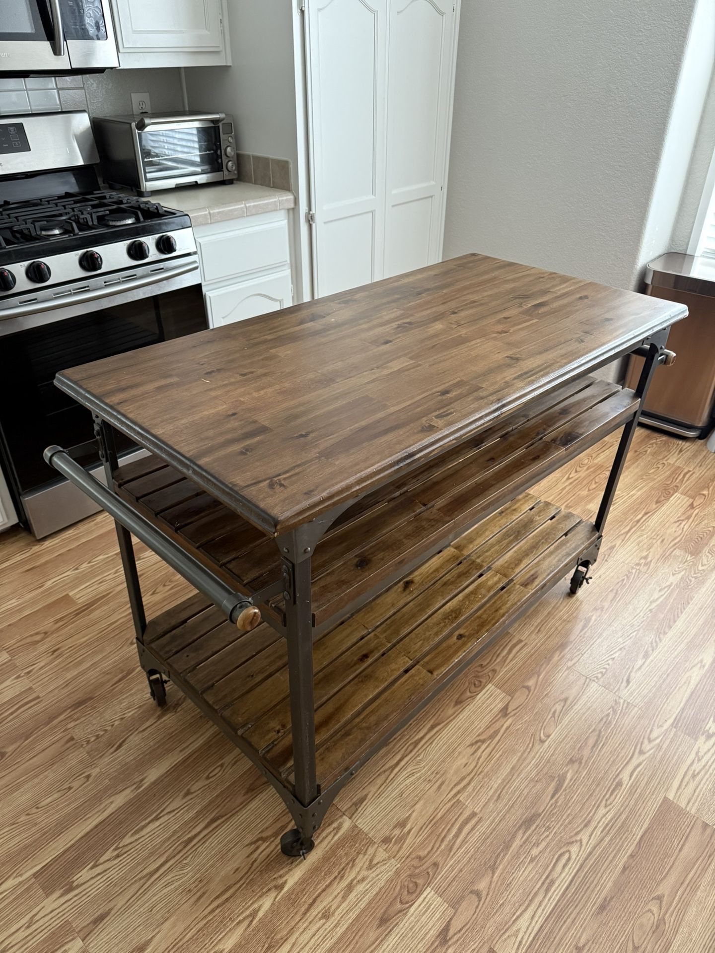 World Market Wood and Metal Jackson Kitchen Cart Island