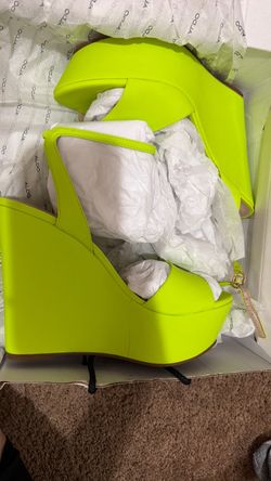 Aldo Neon Yellow Platform Wedge Sandals
