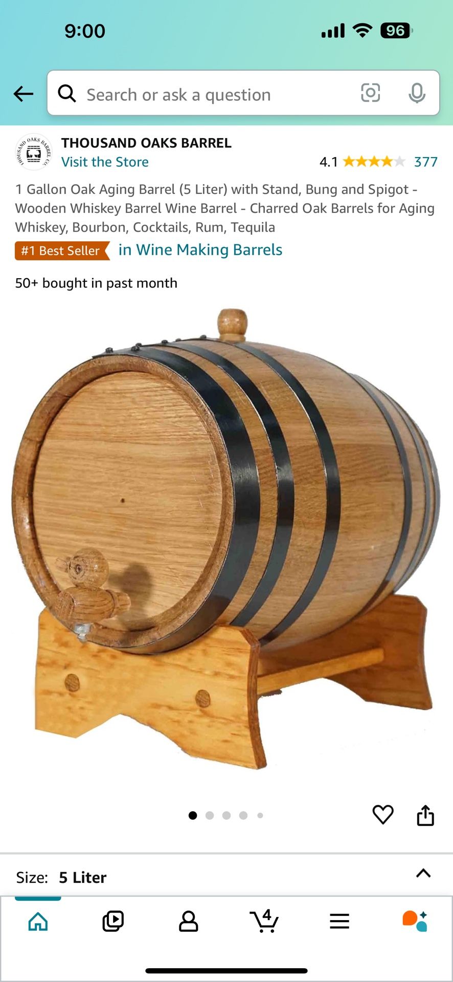 New 1 Gallon (5 Liter) Oak Aging barrel With Stand and Bootleggers Bible