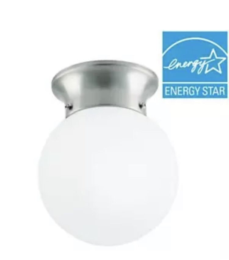 Commercial Electric 6 in. 60-Watt Equivalent Brushed Nickel, LED Flush