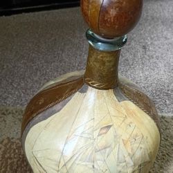 Vintage Fausto Corduri Leather Wrapped Old ship Decanter