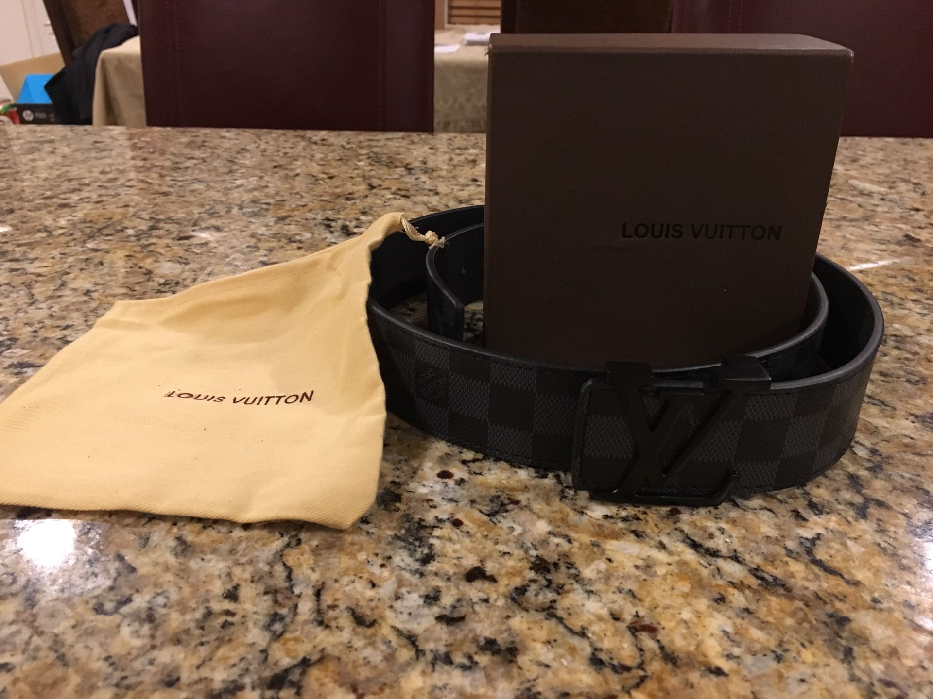Louis Vuitton black and grey Leather belt